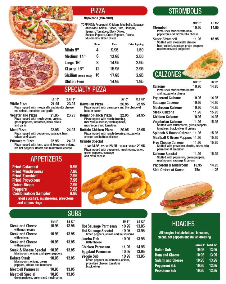 Grande Pizza Italian Restaurant menu